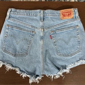 Levi's Light Blue Frayed Hem Jean Shorts